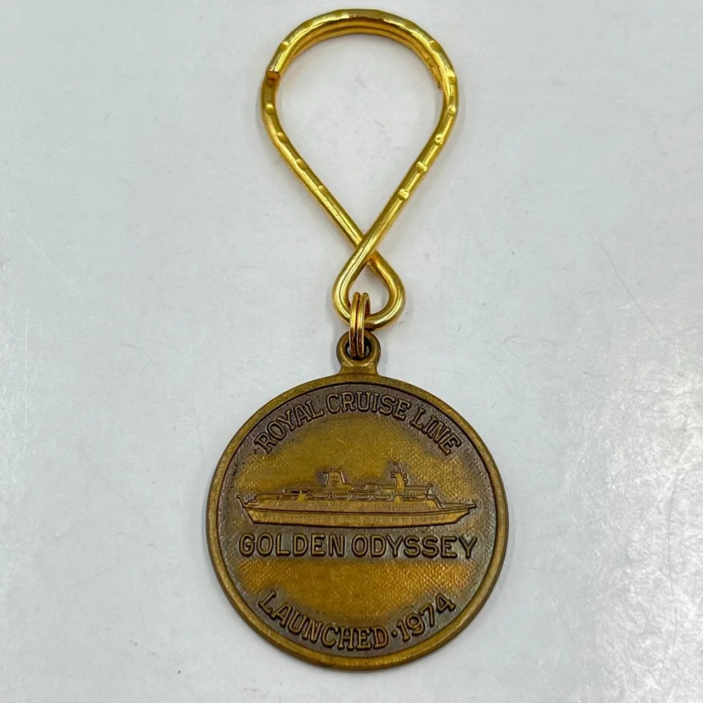 VTG Royal Cruise Line Golden Odyssey Keychain 1974 Launch Commemorative‎ Token
